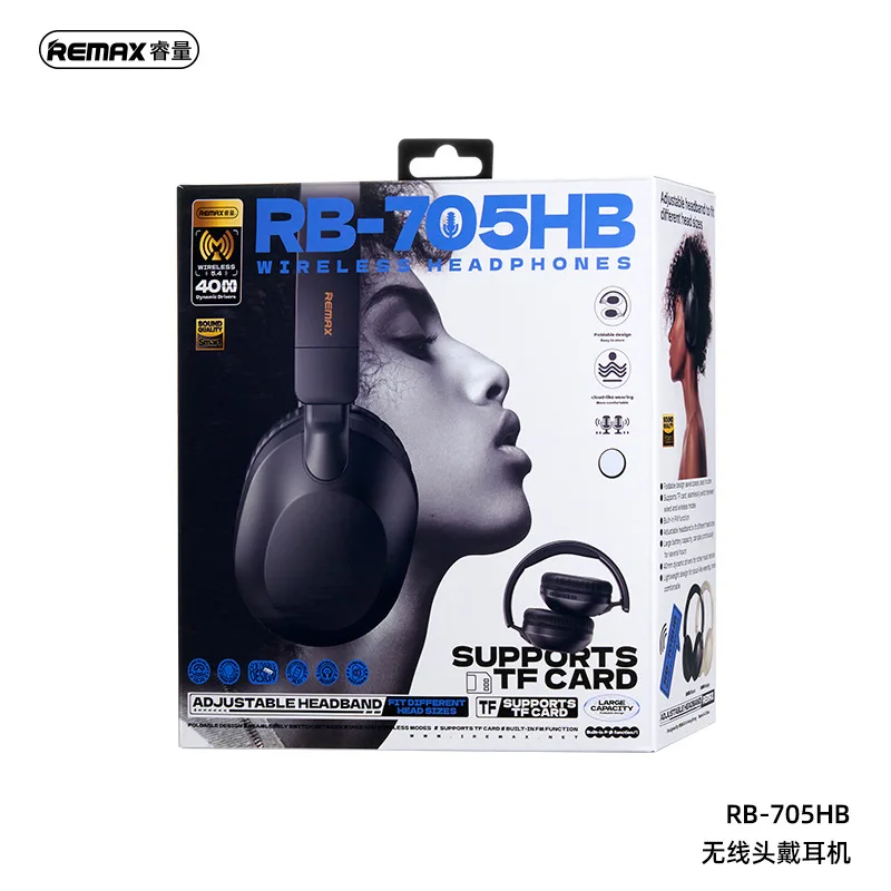 REMAX RB-705HB Auricolari Bluetooth wireless Supporto pieghevole Scheda TF Texture musicale Vestibilità comoda Supporta chiamate e musica