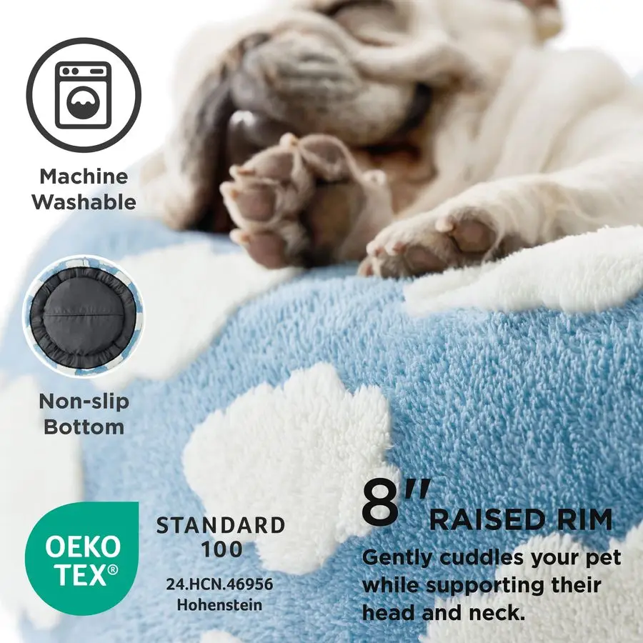 

Кровать для собак Donut Dog Bed Medium, как в рекламе по телевизию, круглая успокаивающая лежанка для кошек с моющимся чехлом, милая домашняя кровать для питомцев.