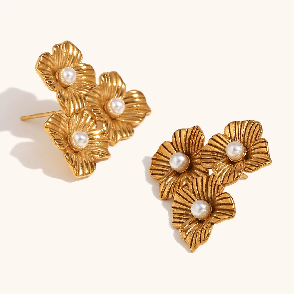

Miranda Stainless Steel Flower Fashion Statement Stud Earrings 2023 Women Elegant Stylish Metal Charm Gold Color Jewelry Bijoux
