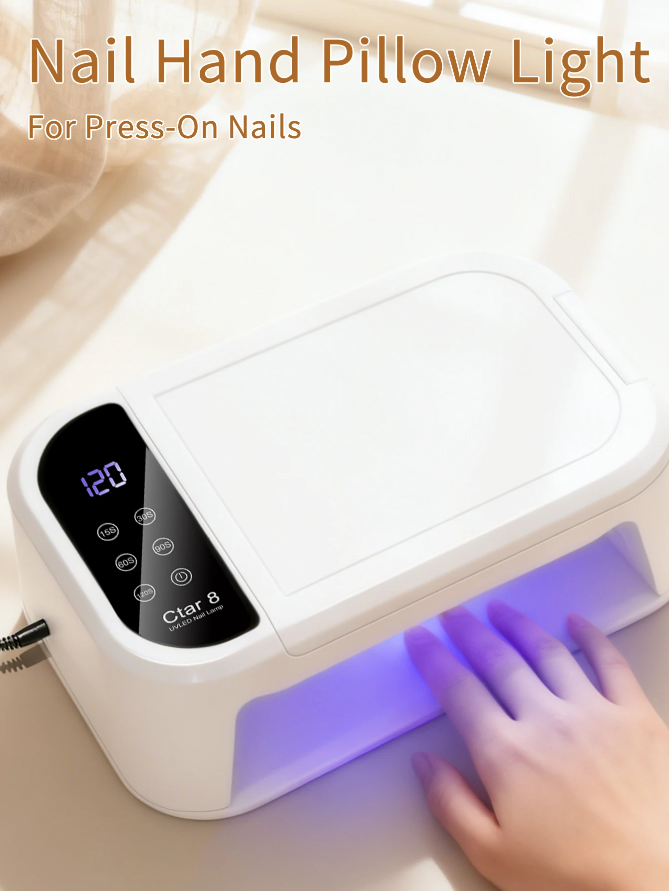 1 قطعة LED وسادة اليد ضوء مصباح الأشعة فوق البنفسجية الغراء مجفف ، سريع مسمار مجفف مسمار البولندية علاج مصباح الأشعة فوق البنفسجية مع 5 الموقتات