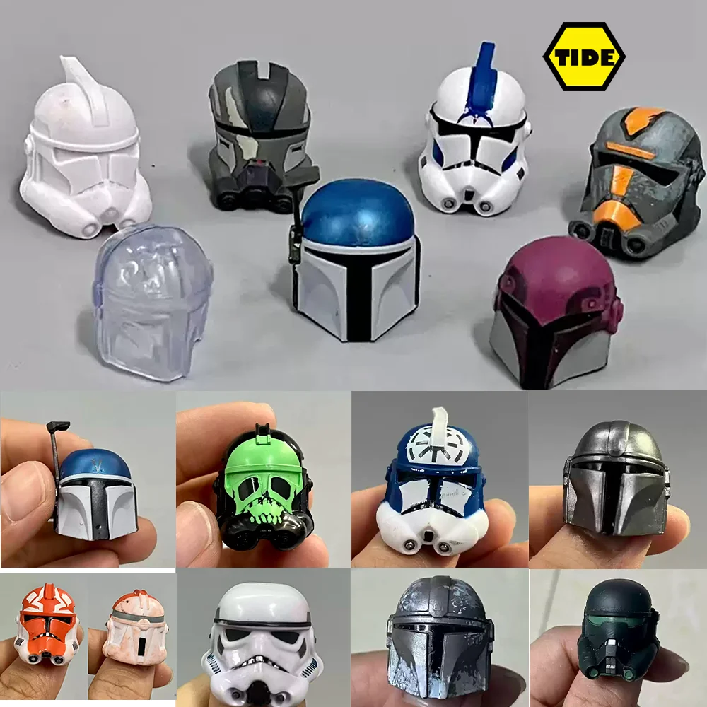 1/12 Scale Classic Movies Characters Mandalorian Helmet Male Soldier Head Carving Model Accessories For 6Inch Action Figure Body