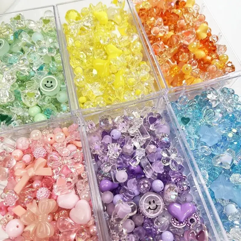 50G Radom Mixing Style Spring Color Acrylic Beads For Bracelet Jewelry Making DIY Accessories Cute Baroque Puzzle Plastic