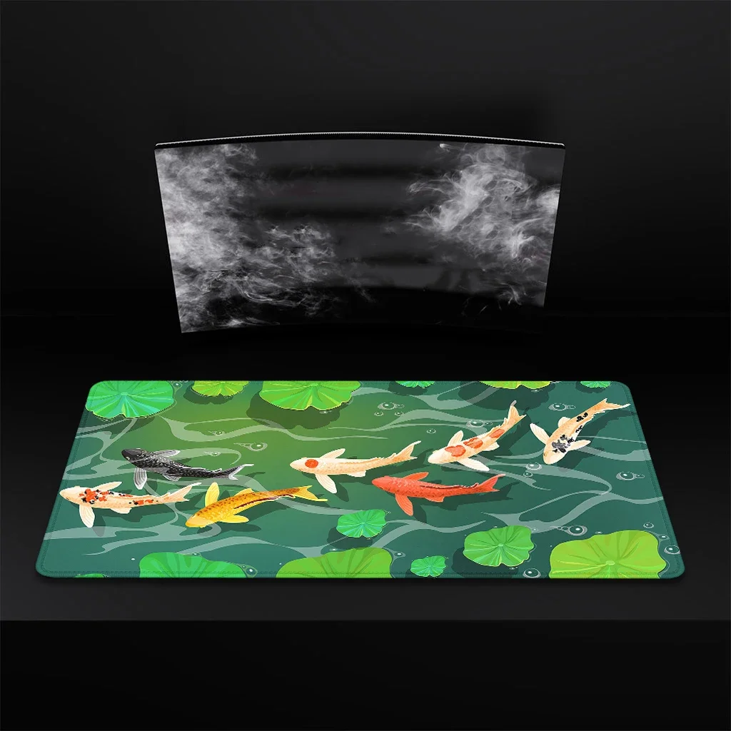 Japanese Koi Fish Under Water Cute Desk Mat Extra Large XXL Gaming Mouse Pad Extended Trendy Mousepad Gamer Koi Art Desk Pad