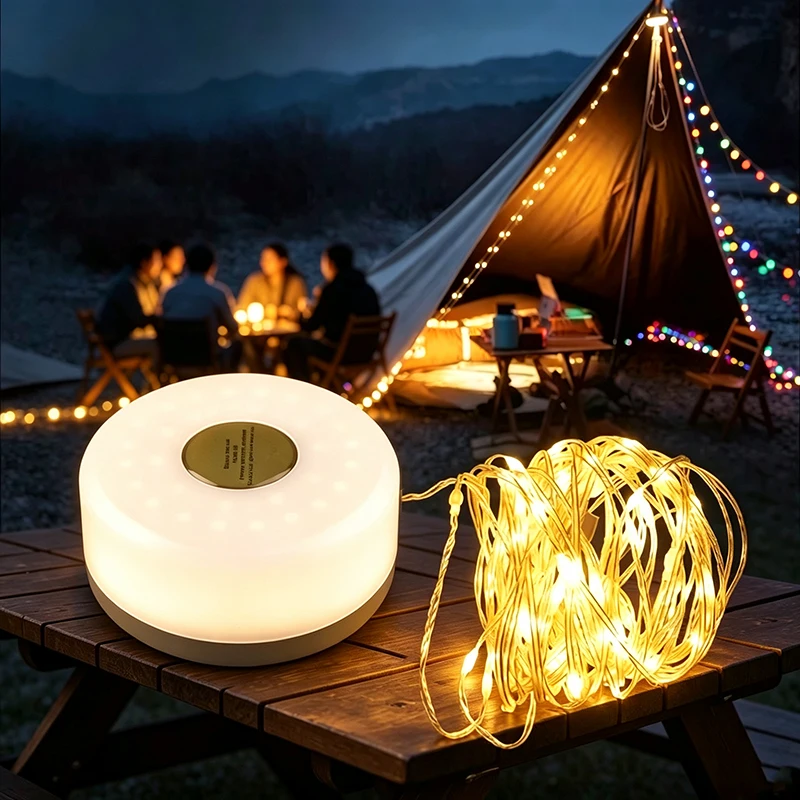 Outdoor Camping Light 10Meter String Light Tent Light LED Flashlight with Hook Camping Party Holidays Decorative Lights