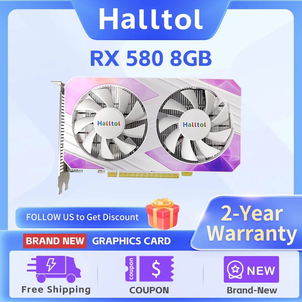 Halltol amd rx 580 8gb 2048sp brandneue Gaming-Grafikkarte gddr5 256bit radeon gpu rx580 8g placa de video