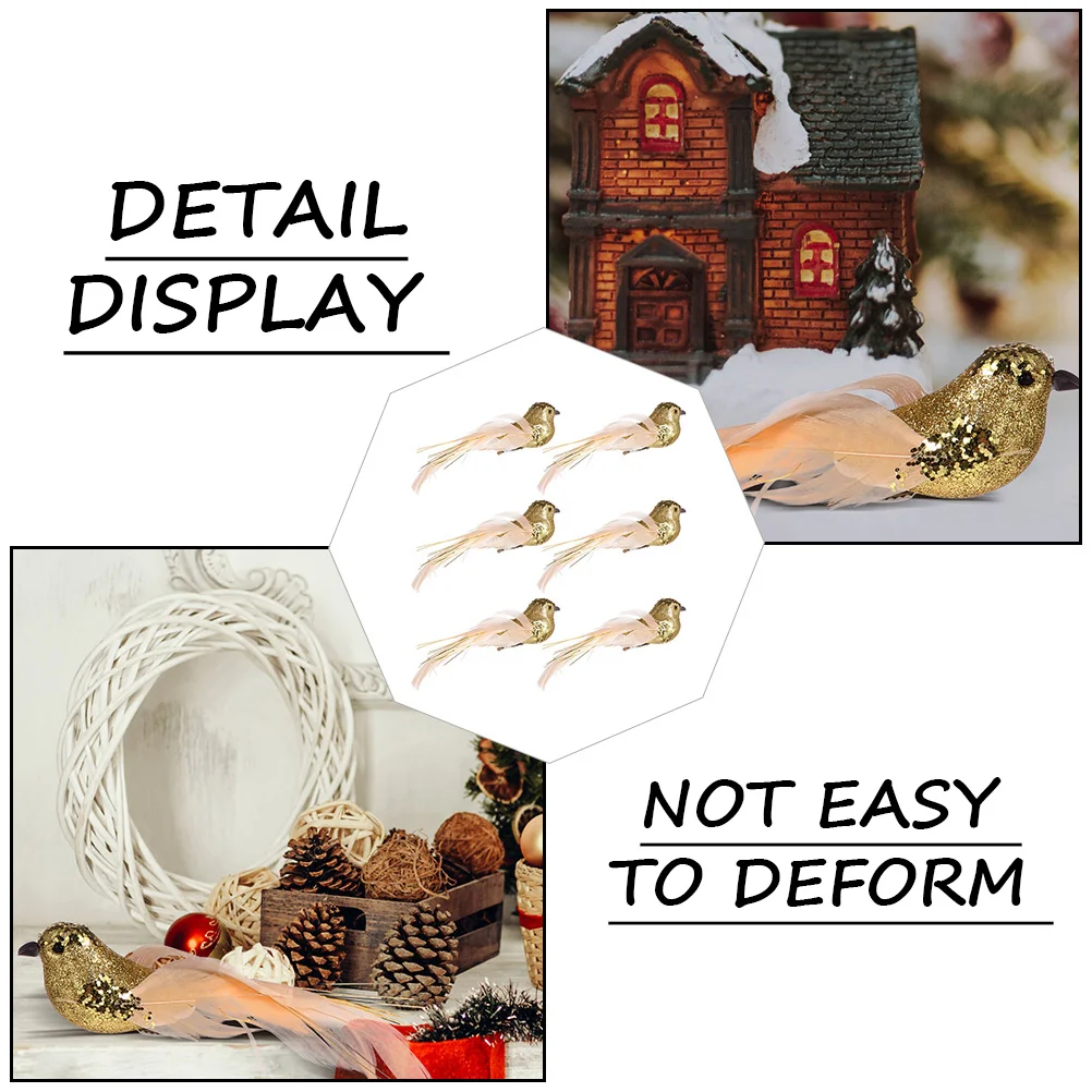 

6pcs Artificial Froth Birds With Clips Simulation Bird Decorations For Home Garden Party Diy Christmas Decor Educational