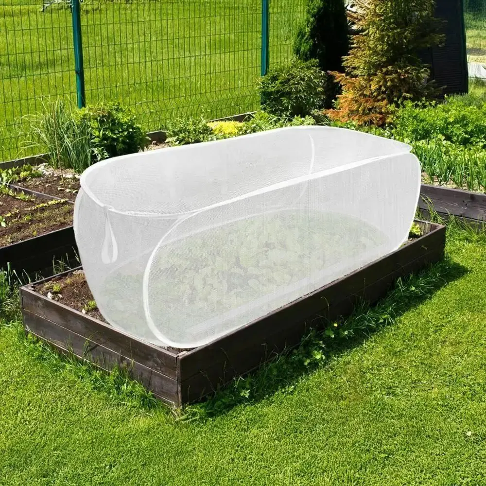 شبكة حماية النباتات القابلة للطي، أسرة مرتفعة، قفص نبات شبكي للتحكم في الطيور مع أوتاد أرضية، أغطية صف الحديقة، أسرة زهور #2