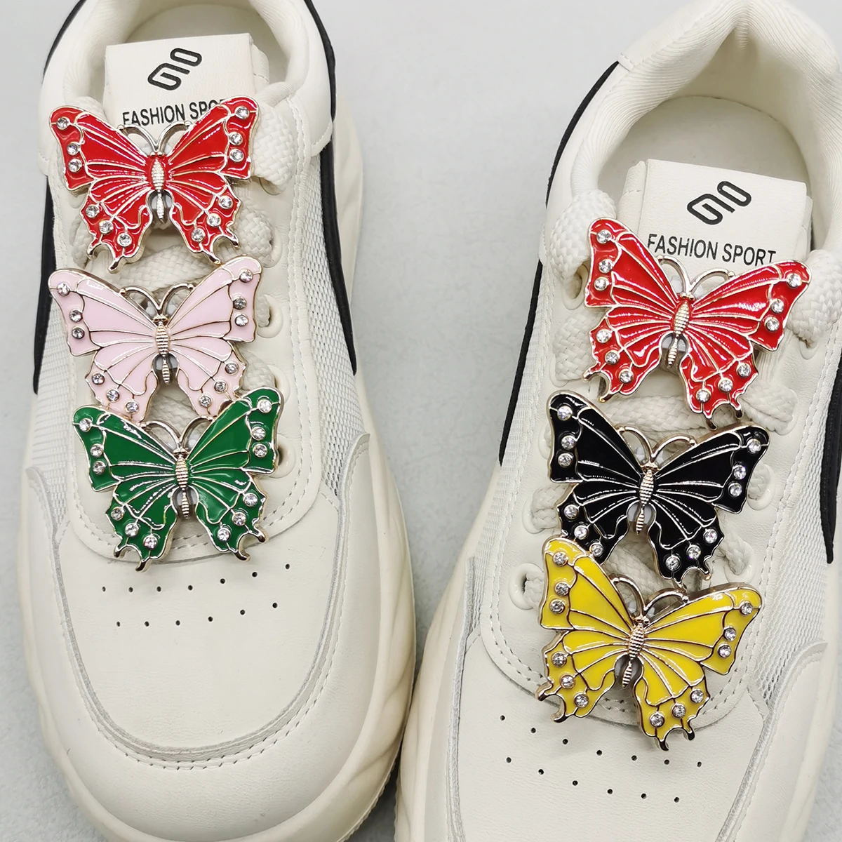 2PCS Multicolor Butterfly Shoe Lace Charms Accessories Shoe Buckles DIY Decorations For Women Sneakers Boots Bling Shoelace Clip