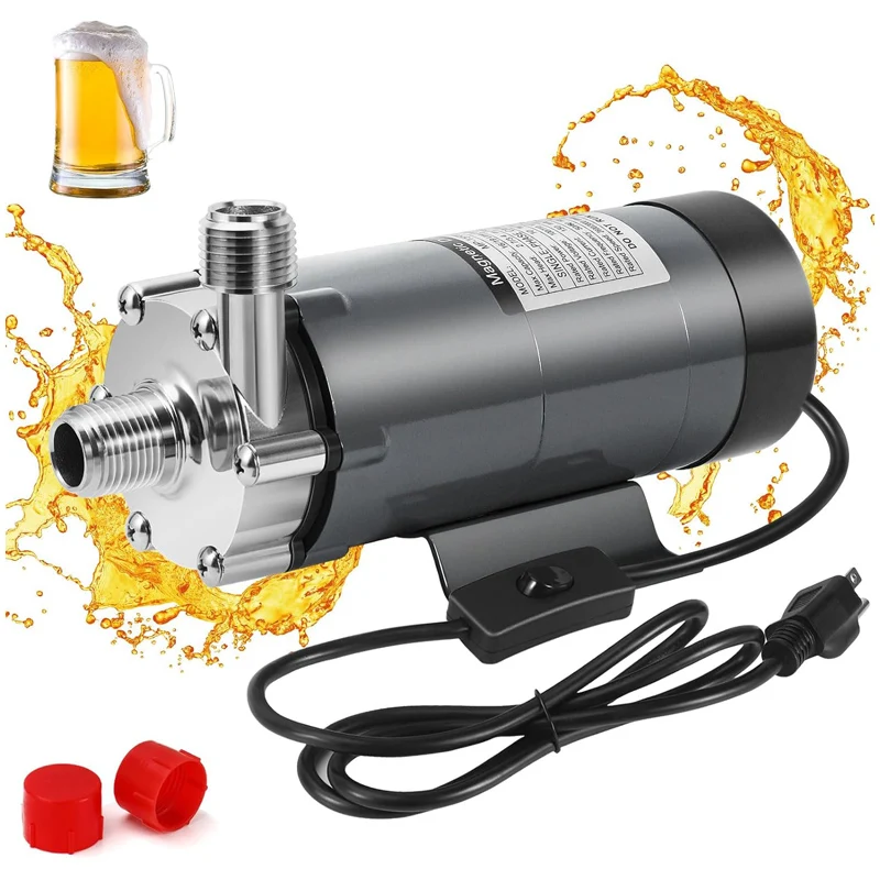 Magnetic Beer Pump for Brewing 304 Food Grade Stainless Steel Head Brewing Pump Magnetic Drive Pump with 1/2 