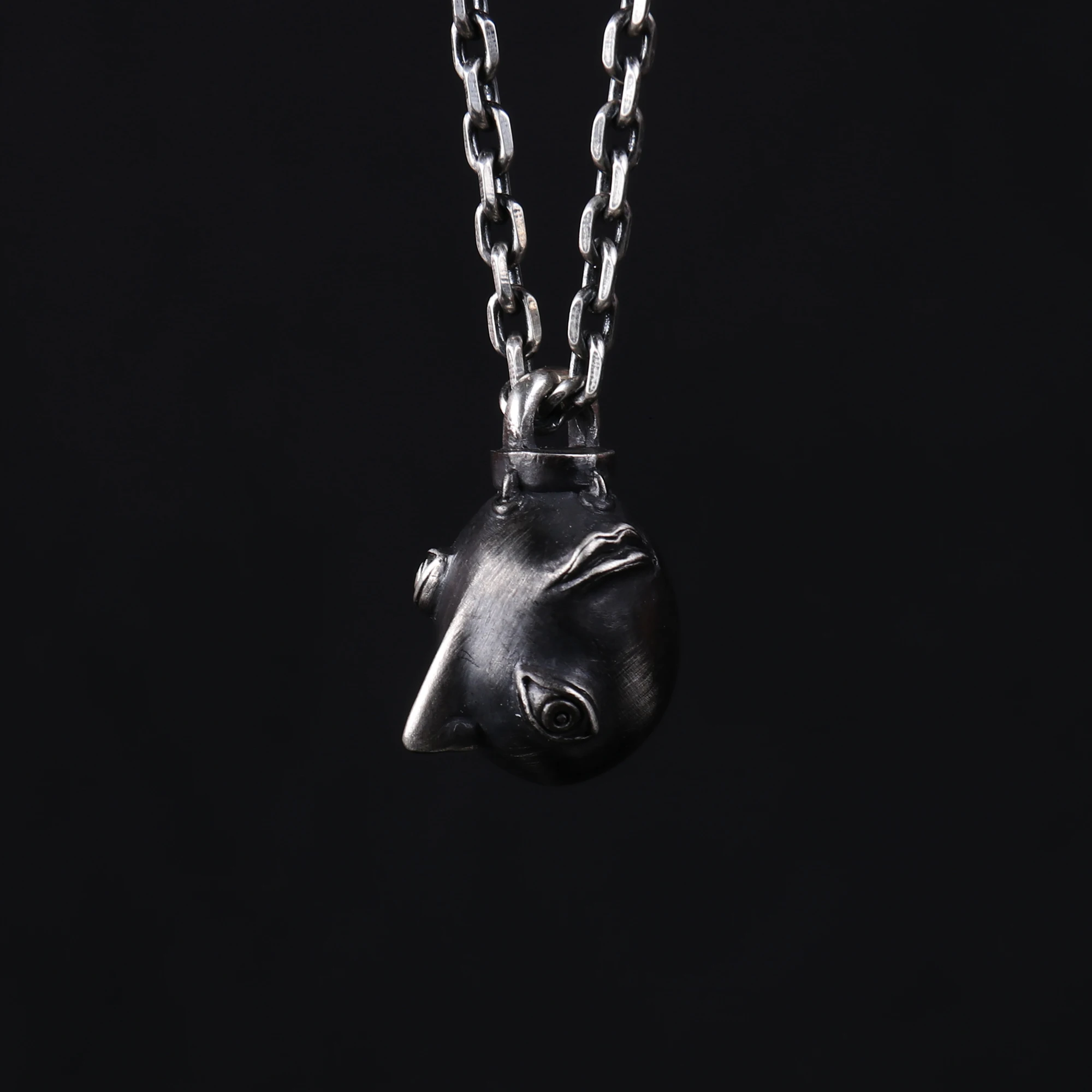 

Handmade 27g 925 Sterling Silver Behelit Pendant beherit Necklace The egg of king open eyes Smooth Version
