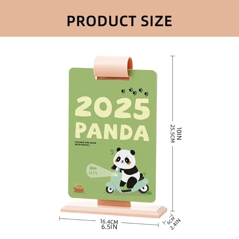 H37F 2025 Desktop Calendar Year Calendar Desk Calendar Standing Calendar Cartoon Panda Calendar Lovely Animal Calendar