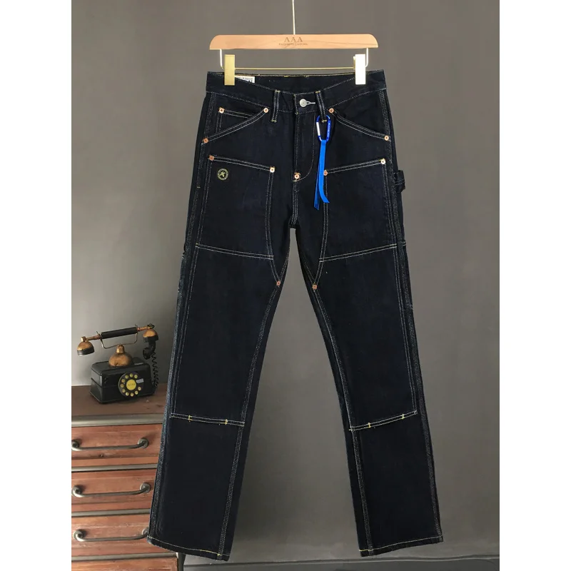

Сверхмощные мужские джинсы оригинального цвета, осенний новый стиль, свободные прямые трубки, уличный тренд, прочные неэластичные синие брюки в стиле ретро