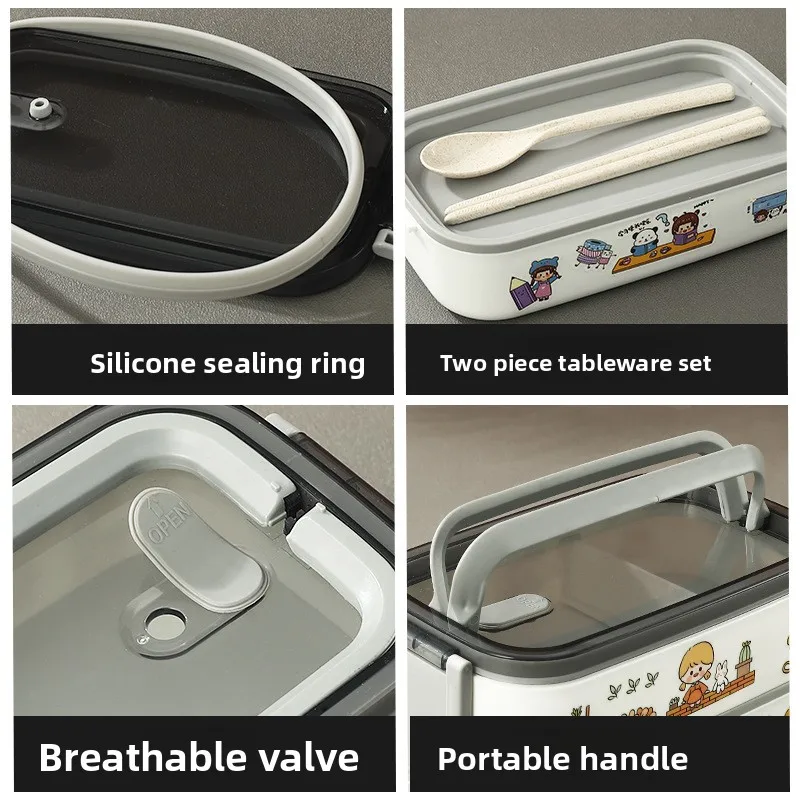 Japanese DIY Double-layer Lunch Box, Bento Box, Salad for Work, Breakfast Cup with Microwave Heating, Lunch Box, Portable Gift