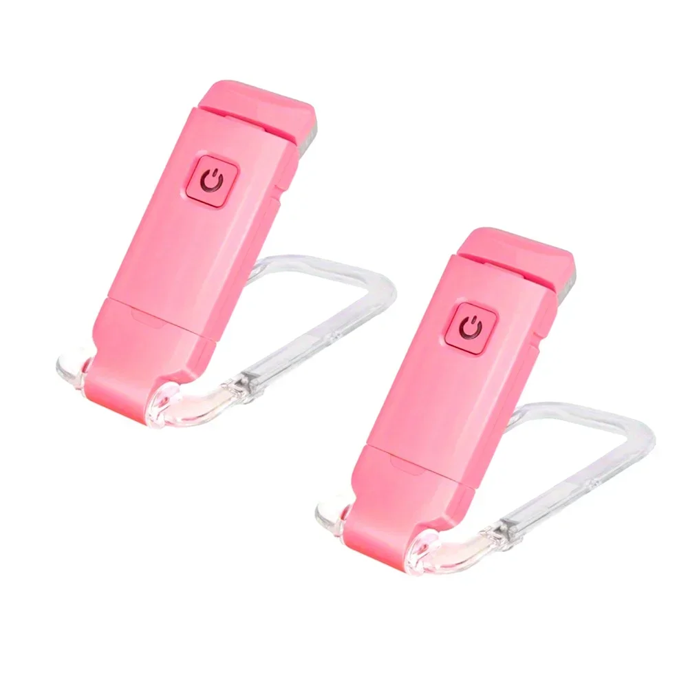 

2-Pack, Rechargeable Reading LED Clip-on Book Light, Bedside Compact Light, Brightness Adjustable, Eye Protection - Pink