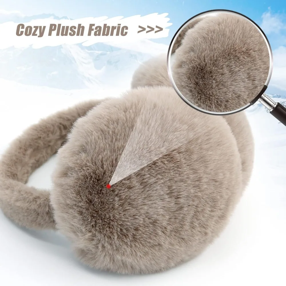 折りたたみ式イヤーマフ 女性用 寒さ対策 ふわふわイヤーマフ 冬用 暖かいヘッドバンド 可愛い ゆったりイヤーウォーマー