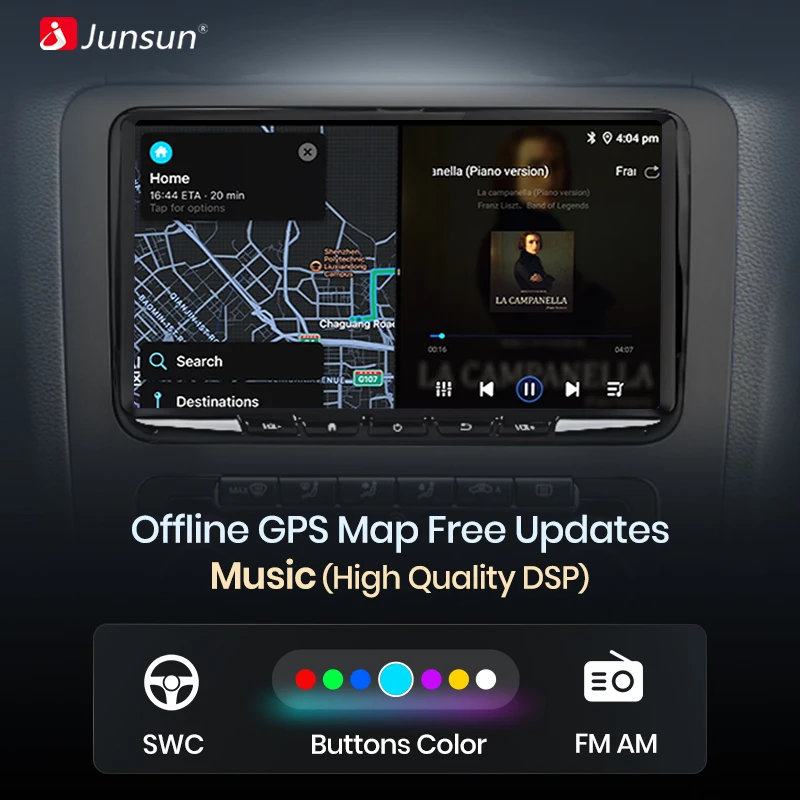 Junsun 7 9 10 pulgadas Radio de coche Universal para volkVolkswagen VW Passat B6 B7 T5 Tiguan Touran GOLF POLO inalámbrico CarPlay Android Auto 4