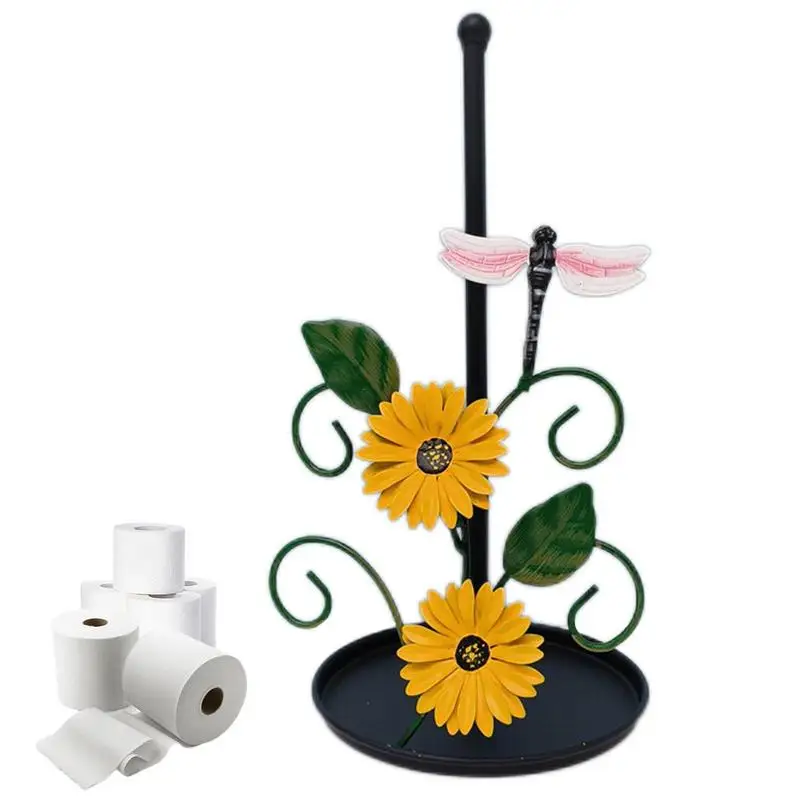 

Sunflower Kitchen Paper Towel Holder Sunflower Nonslip Bottom Storage Rack Metal Decorative Tissue Stand home accessories