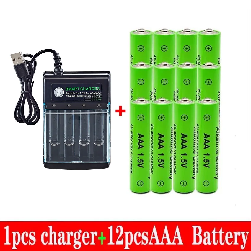 100% New AAA Battery 3000 MAh Rechargeable Battery AAA 1.5 V 3000 MAh Rechargeable New Alcalinas Drummey + Charger