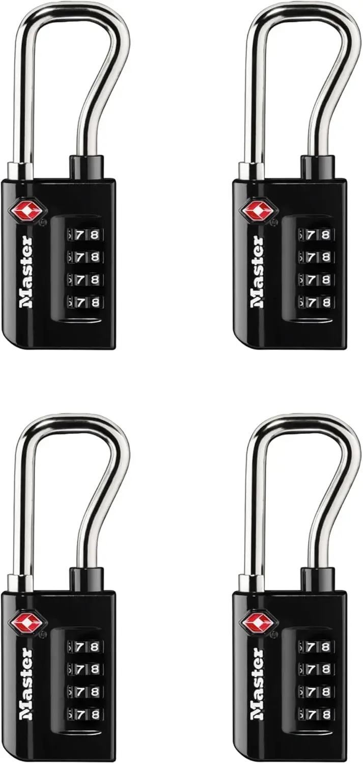 

TSA Approved Combination Luggage Lock, 4-Pack Black, Resettable Code for Secure Travel