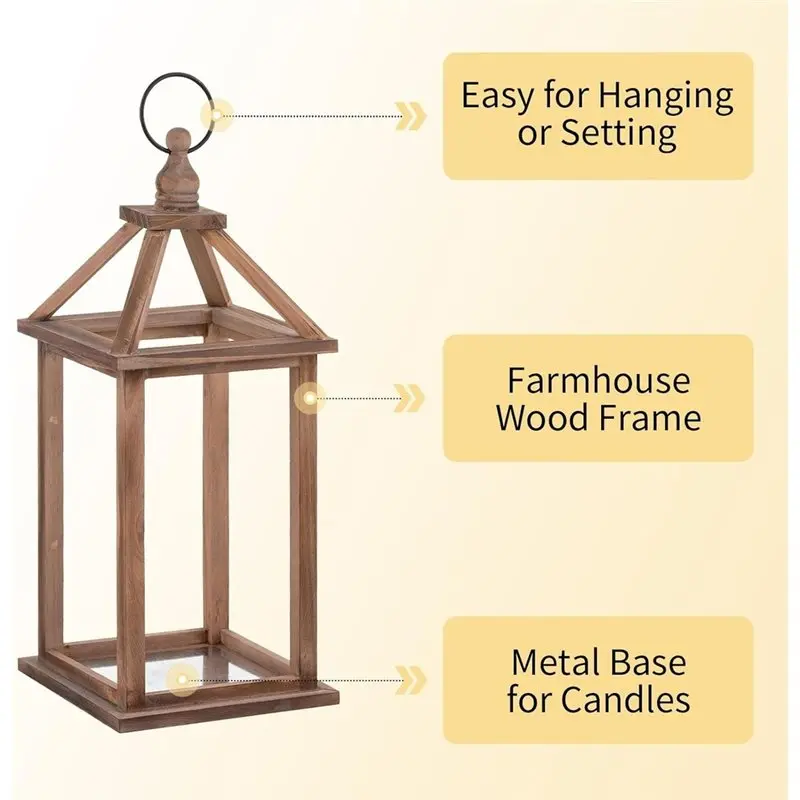 TFORU-Farmhouse Wood Candle Lantern -12