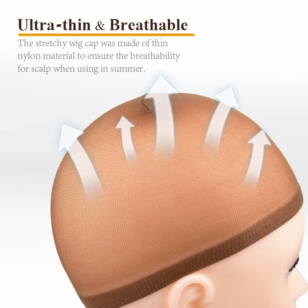 2 PCS Wig Caps,  for Women Non Slip,Stocking Wig Caps for Lace Front, Brown and Light Brown & Black for Women Girl Men