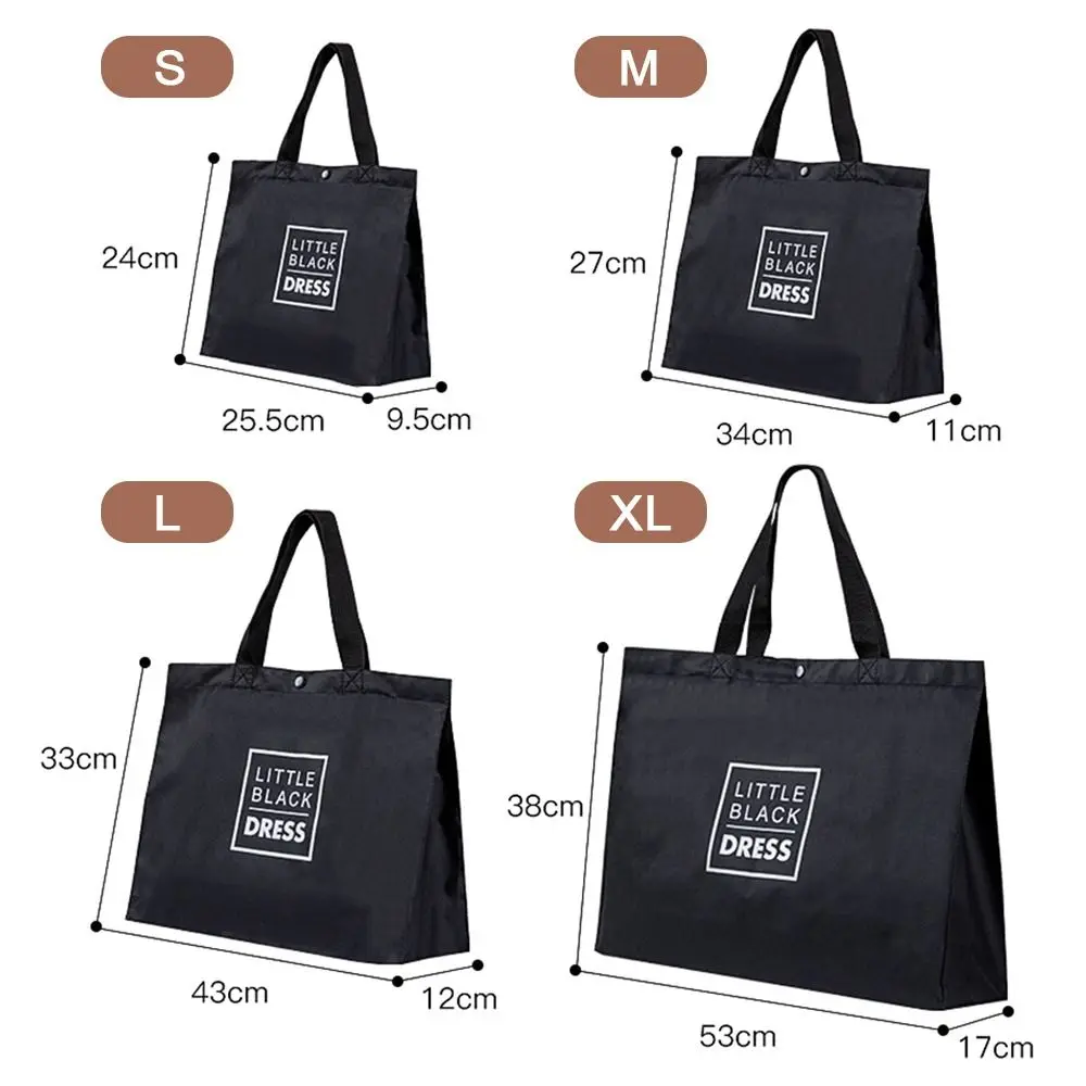 Oxford Cloth ECO Friendly Shopping Bag New Reusable Foldable Shoulder Bag Large Capacity Shopper Handbag Black Tote Bag