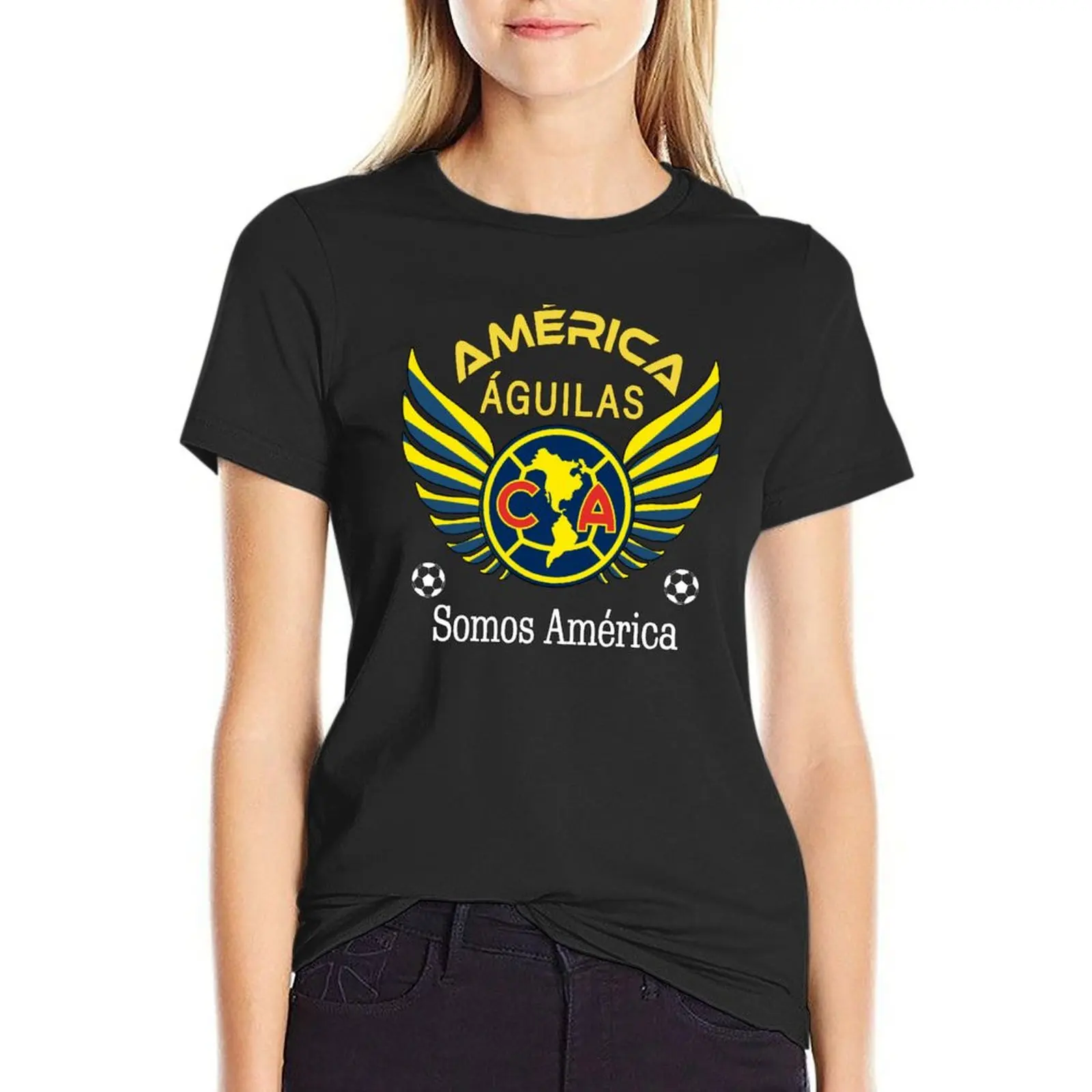 Aguilas del America Somos America Club America Futbol Mexicano Liga MX T-Shirt tees t shirts for Women loose fit