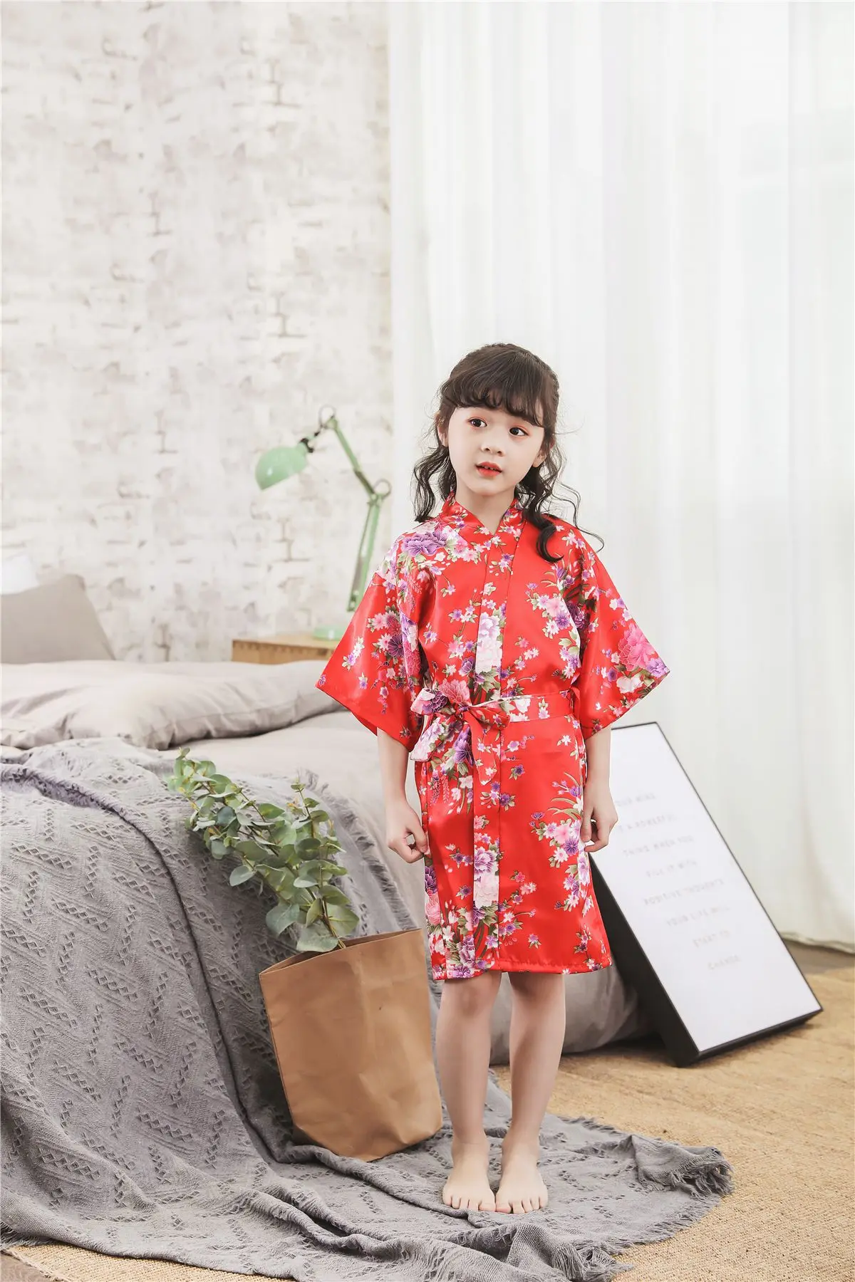 Frauen Kimono Bademantel 'Pink Katze' – Aus Baumwolle, Bequem Für Zu Hause & Sauna