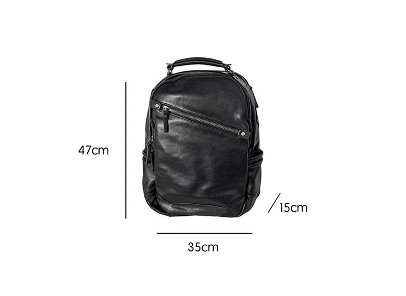 PNDME casual high-quality genuine leather men black backpack fashion weekend outdoor first layer cowhide large-capacity bagpack