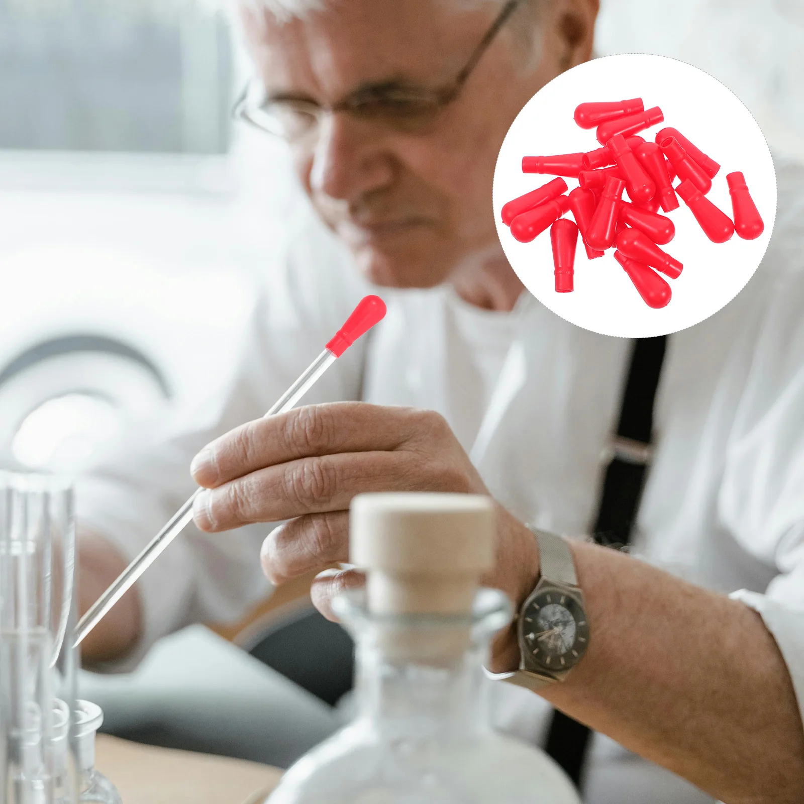 

40pcs Latex Dropper Caps High Elasticity Chemical Resistant For Laboratory Pipette Suction Ball Silicone Bulb