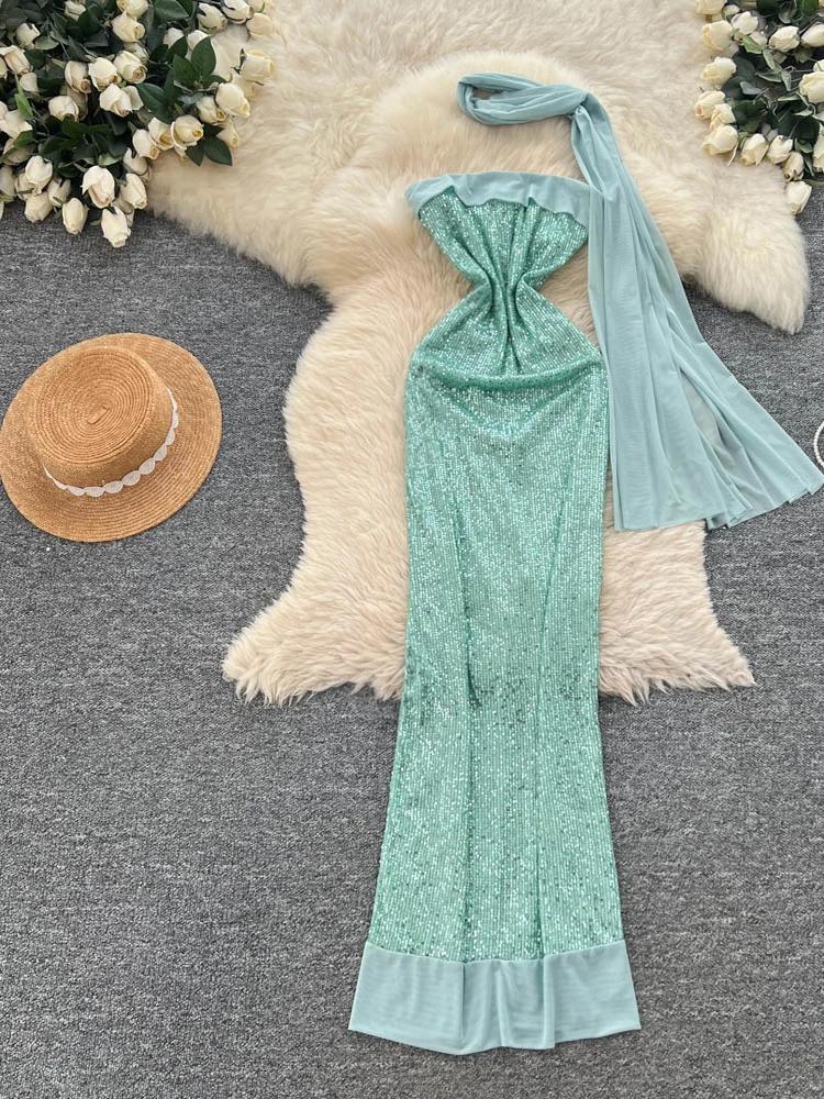 Ele High-Waisted A-Line Evening Dr for Women Svel Sparkling Sequin Bodycon Skirt Me Sa Par Wear Summer