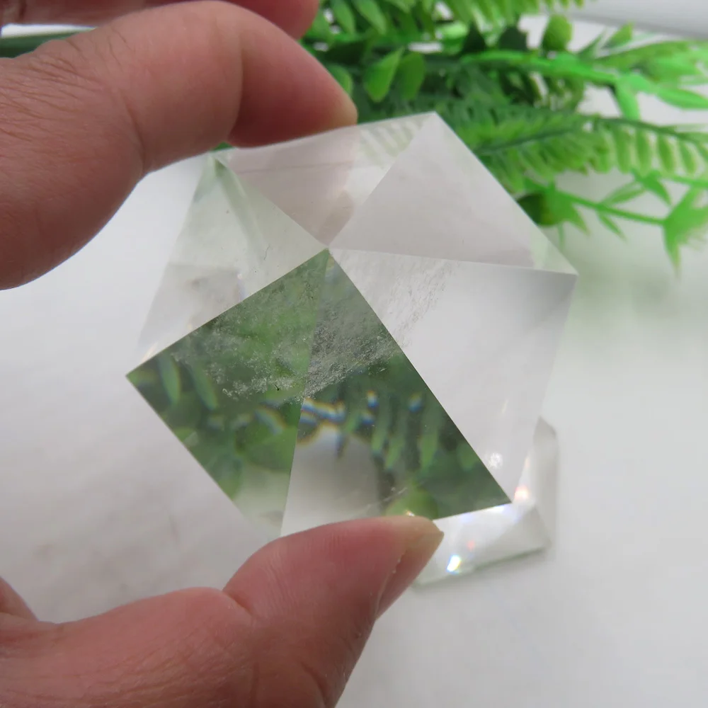 Hexagonal Natural Clear Quartz Crystal Pyramid Reiki Healing Cap Pyramid  6 Faced  5cm 90~110g