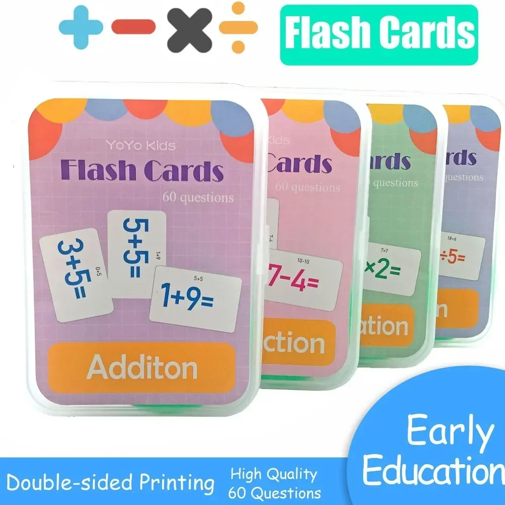 Juguetes de matemáticas Montessori, tarjetas Flash de matemáticas, suma, resta, multiplicación, división, juego educativo de matemáticas, juguete