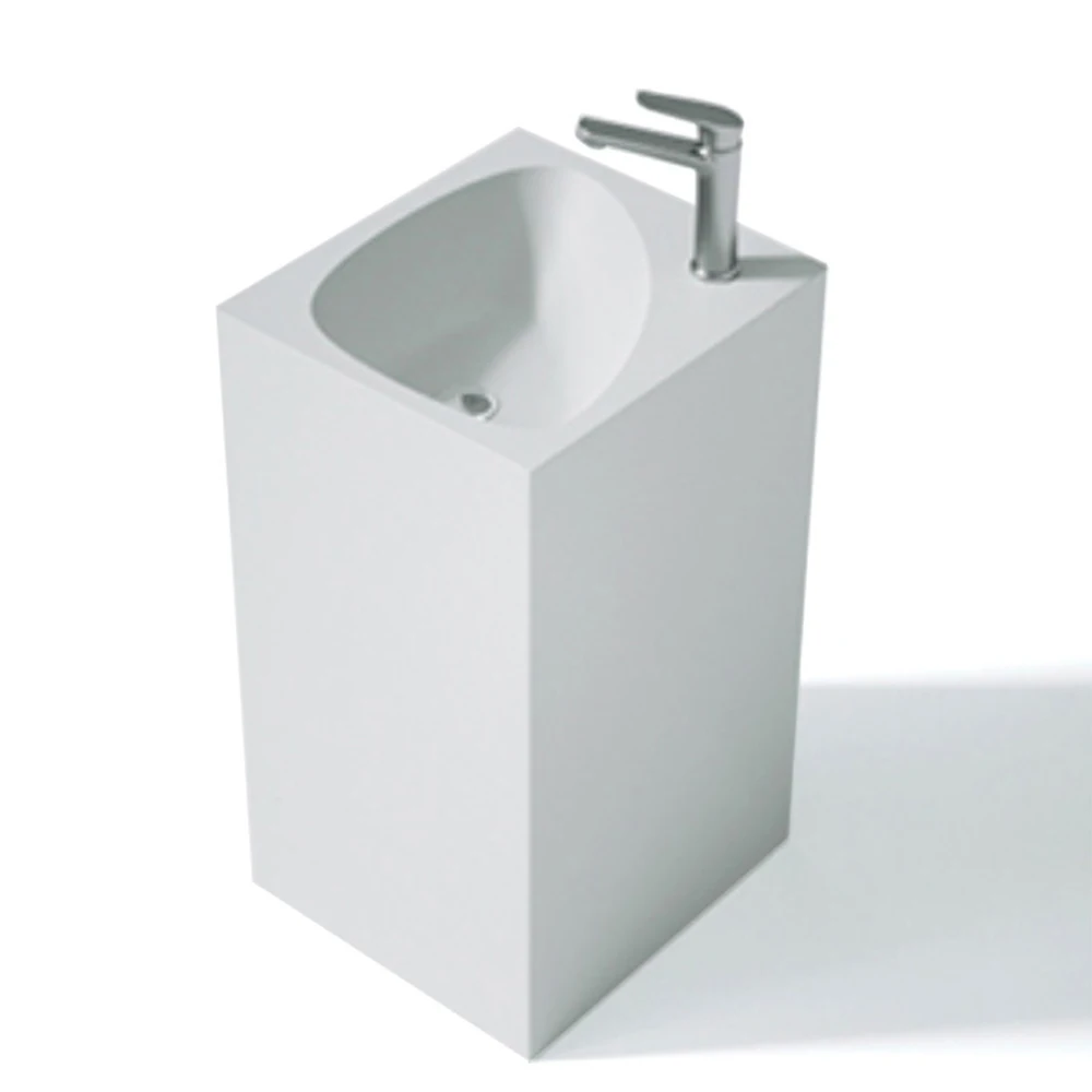 

500x450x850mm Bathroom Pedestal Washbasin Artificial Stone Cloakroom Freestanding Vanity Sink 2024C