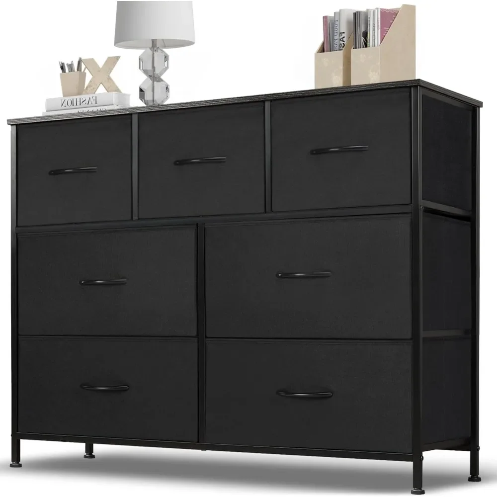 

Dresser for Bedroom, 7 Storage Drawers, Wide Fabric Closet Chests Organizer Tower Furniture, TV Stand for TV up to 45 inch with