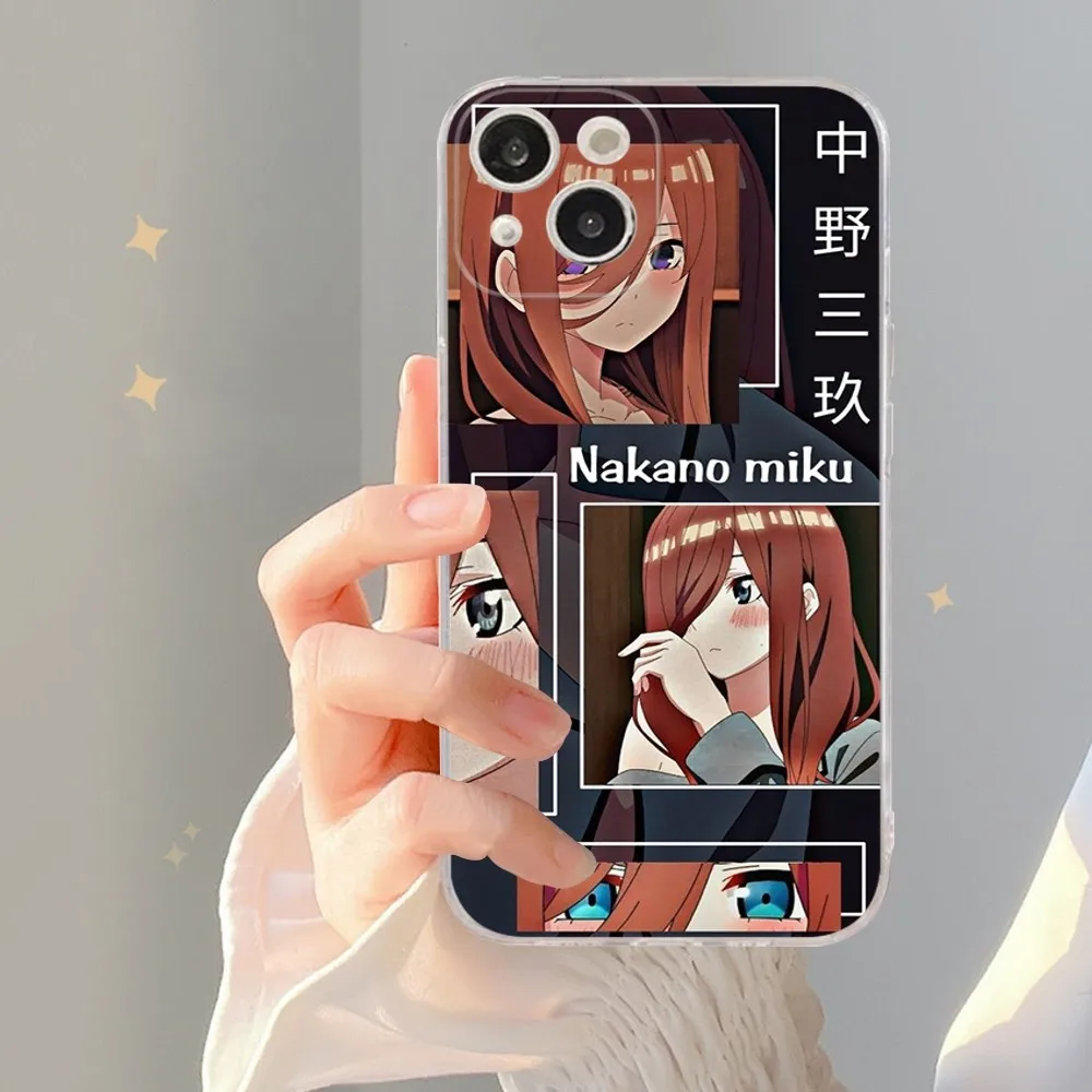 Nakano Miku Anime Phone Case For IPhone 15 8 7 6 6S Plus X SE 2020 XR XS 14 11 12 13 Mini Pro Max Mobile Case