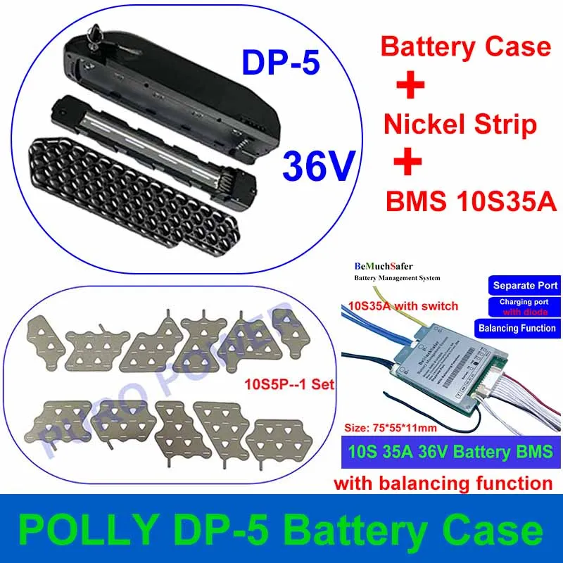 DP-5 obudowa baterii zestaw DP5 Box Fit 56 sztuk 18650 komórek 10S5P 13S4P 14S 4P taśmy z niklu 10S 13S 14S 35A BMS dla DIY DP 5 EBike baterii