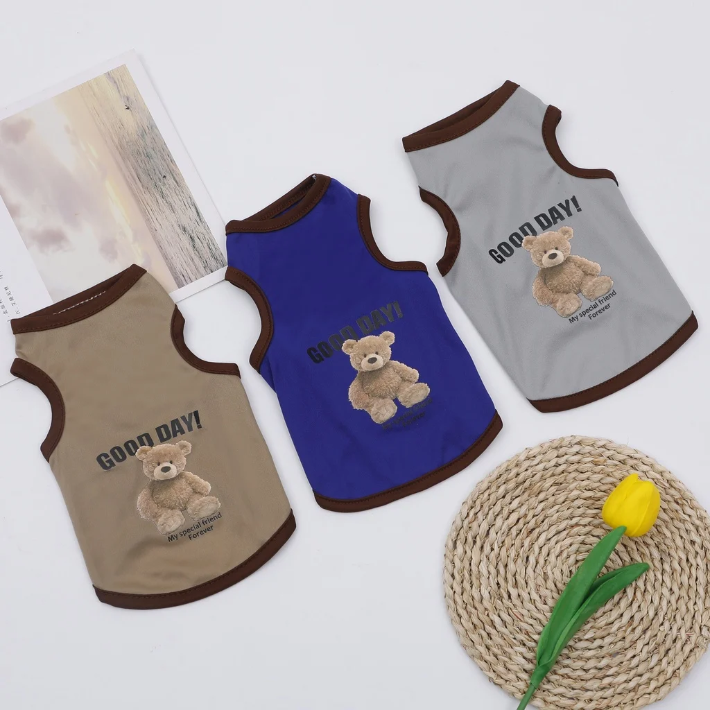 Cartoon Bear Dog Clothes Cute Cotton Dog Costume Pet T-shirt Cats Vest for Puppy Small Medium Dogs Shih Tzu Dog XS-XXL