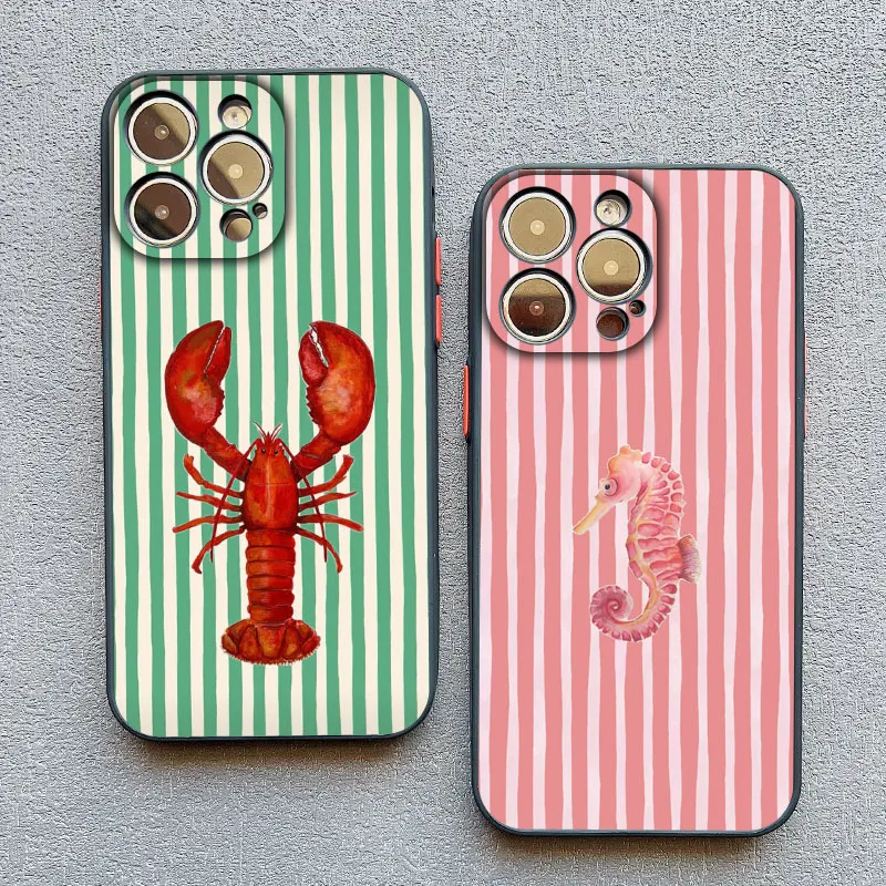 Ocean Life Theme Striped Phone Case for IPhone 17 16 15 14 P
