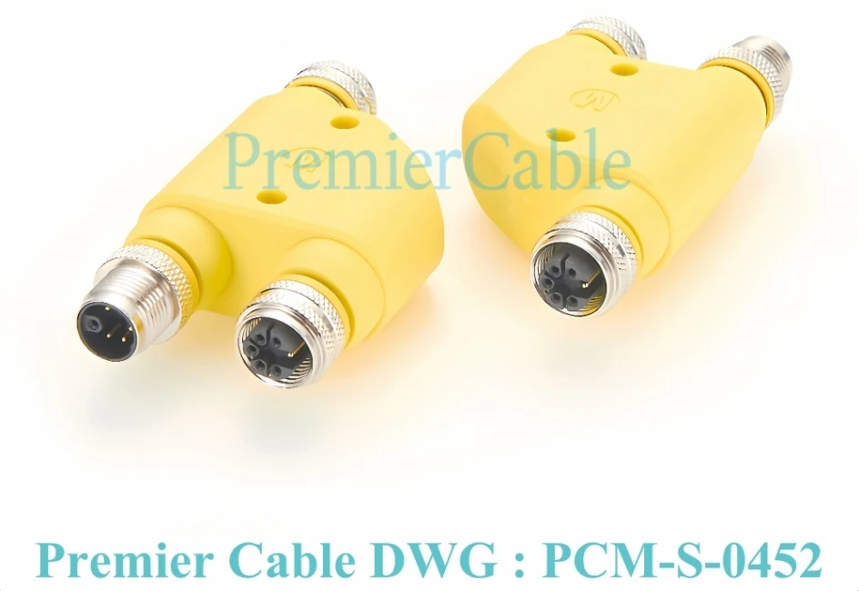 M12 M-Code H Splitter-Adapter 6-adrig (5+PE) Strom-Y-Splitter M-Codierung Rundsteckverbinder für Aktuatoren, Sensoren, Automation – Detail 5