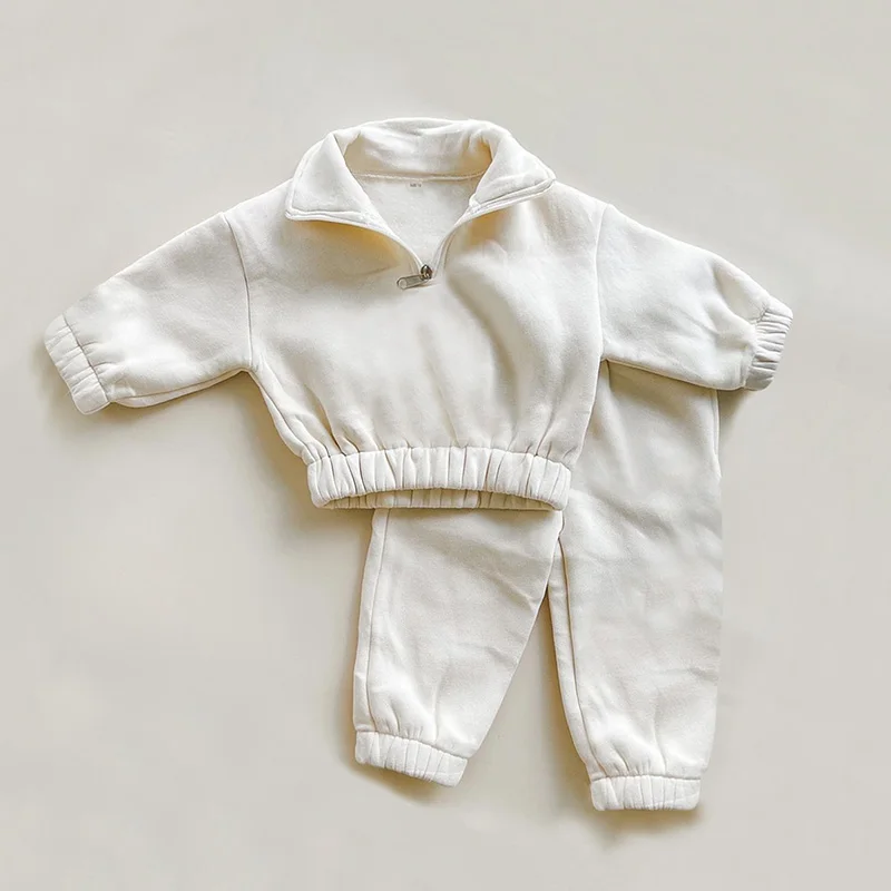 Kinder Sportswear Anzüge für Kinder Herbst Winter verdicken Fleece Jacke Hose Baby Boy Mädchen Trainings anzüge Kleidung Jungen Outfit
