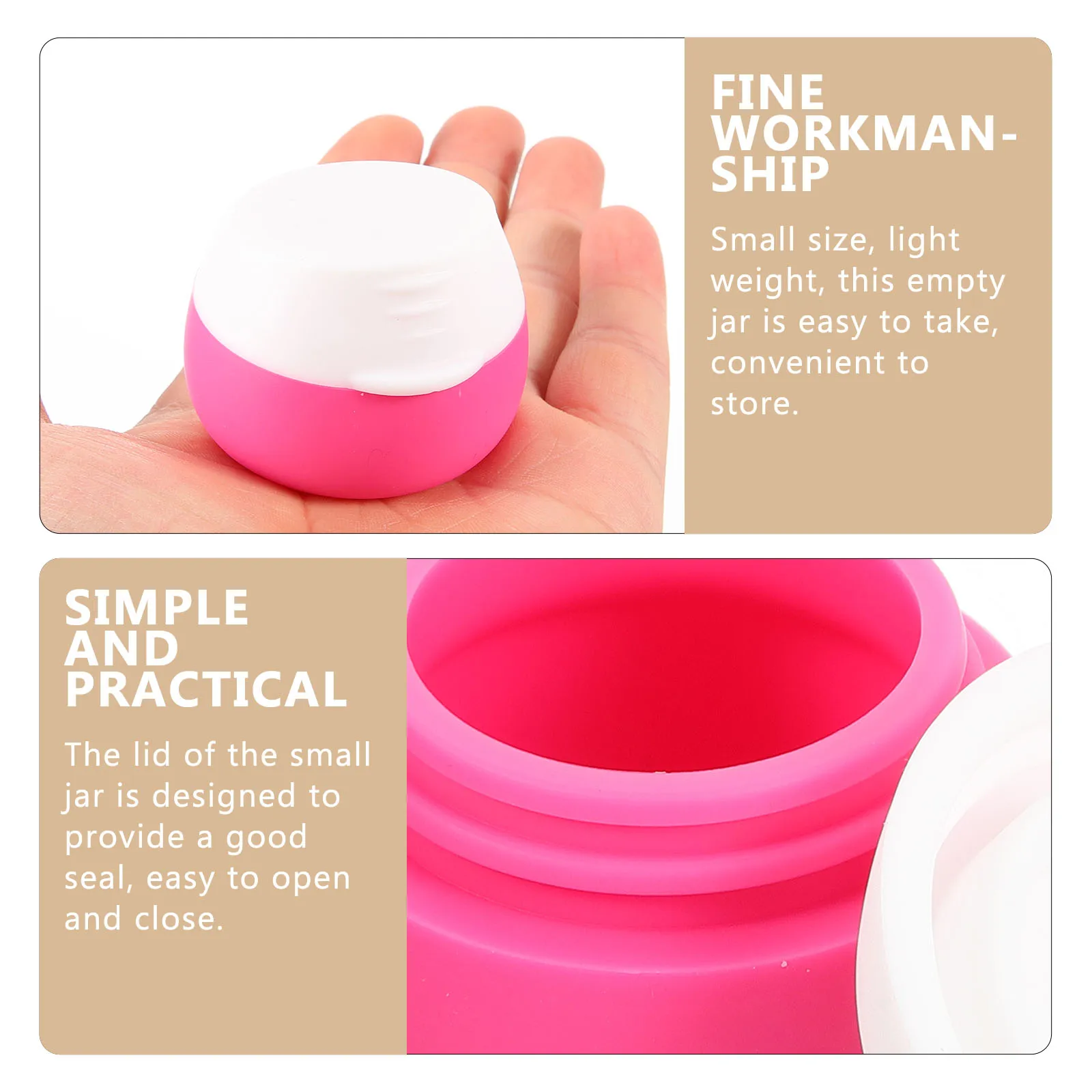 

2 Pcs 20ml Pink Silicone Packing Boxes Portable Cream Containers Travel Lotion Jars Reusable Small Bottles with Lids Cosmetics
