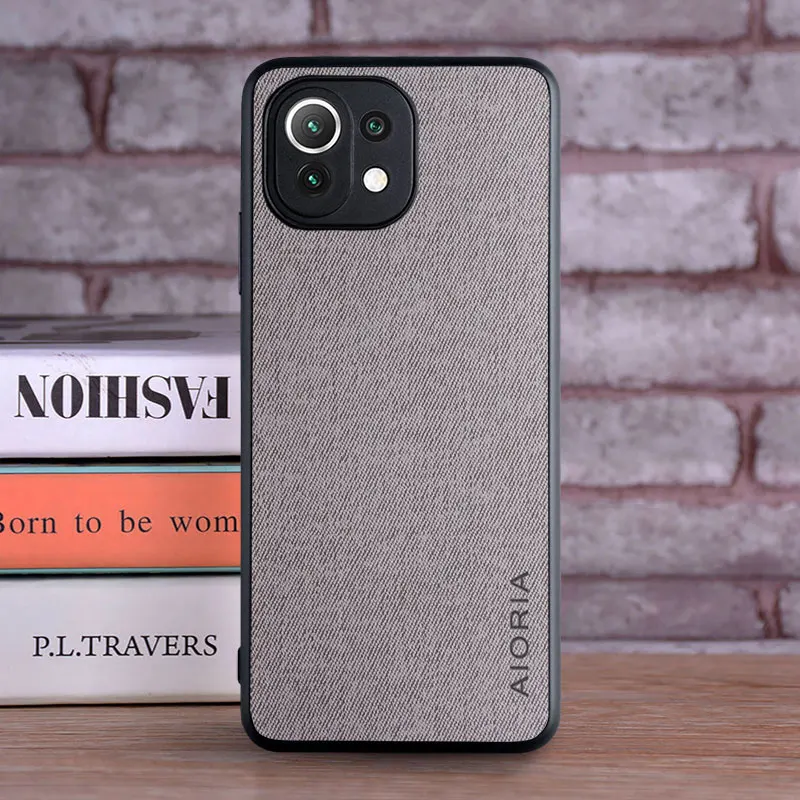 สําหรับXiaomi Mi 11 Lite 5G NE Coqueหรูหราสิ่งทอหนังนุ่มTPU Hardฝาครอบโทรศัพท์FundaสําหรับXiaomi Mi 11 LiteกรณีCapa