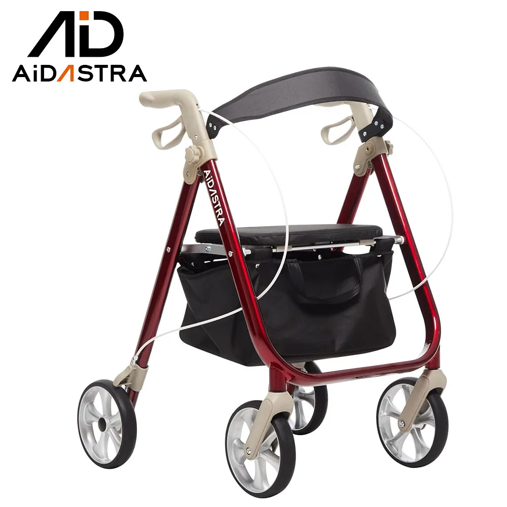 Aidastra Rolling Walker for Indoor Outdoor Use Collapsible Walking Aids Rollator Walker with Seat 4 Steel Aluminum Wheeled