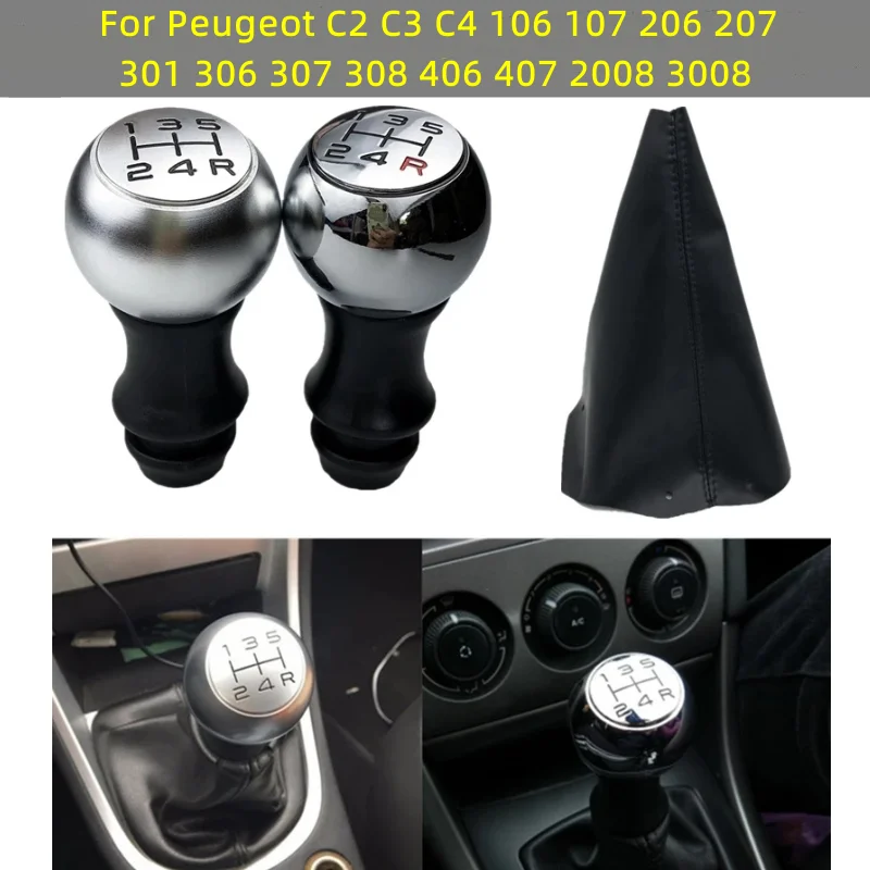 Hand Speed Car Gear Shift Knob Leather Gaiter Boot Case For Peugeot 206 306 406 107 207 307 308 2008 3008 Citroen Picasso C3 C4