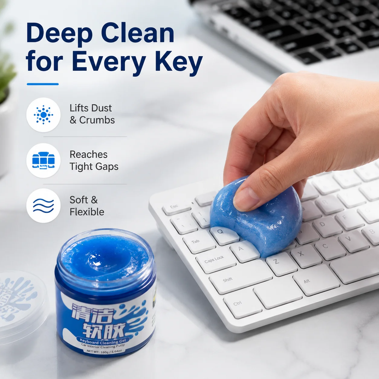 Crystal Cleaning Gel for Keyboard, Multipurpose Dust Remover Putty for Car Interior Electronics, Reusable