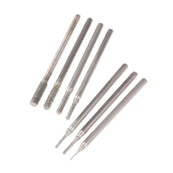 0.5/1.0/1.2/1.5/2/2.5/3mm Cylindrical Diamond Grinding Head Stone Jade Amber Carving Polishing Engraving Tool 2.35mm Shank 7x