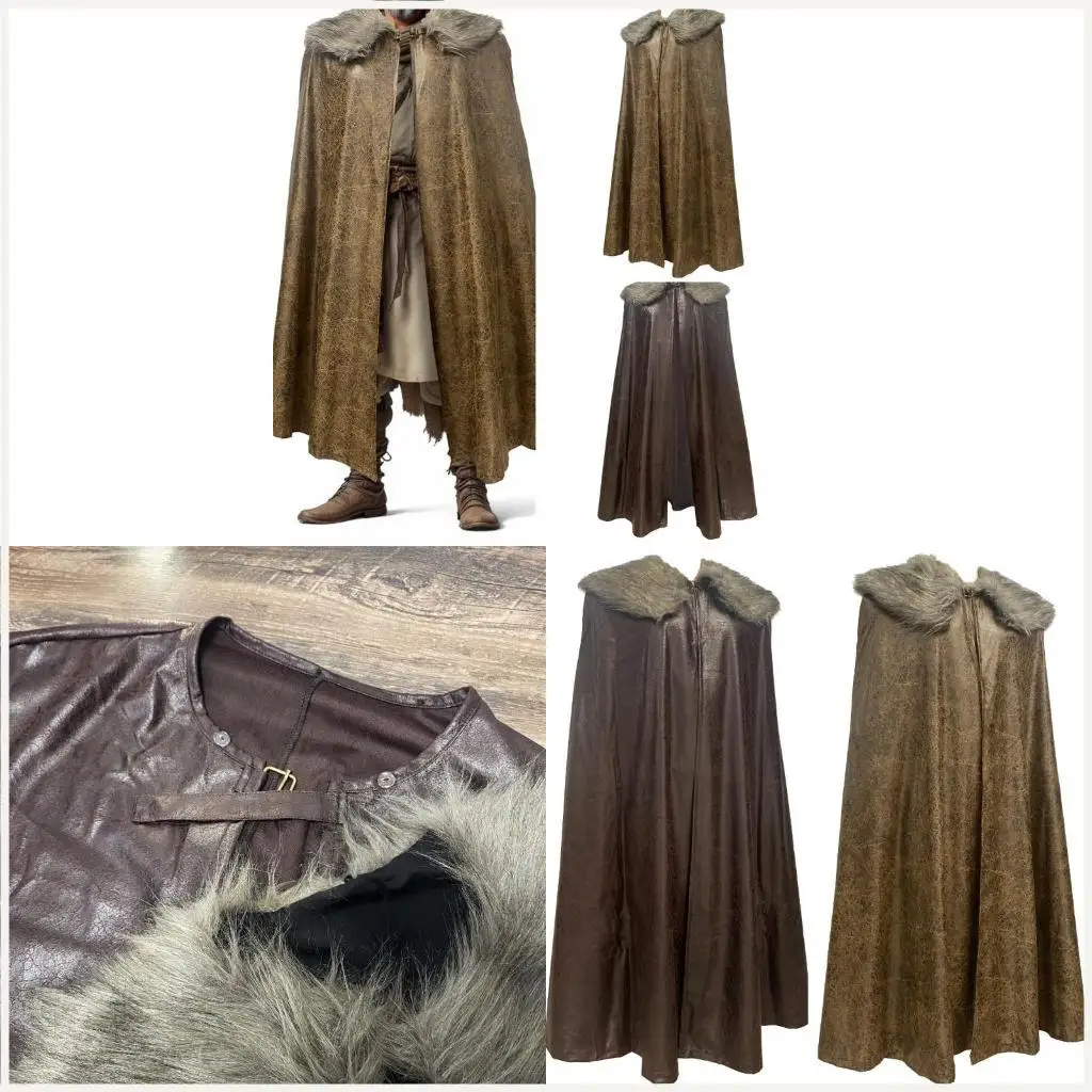 

Vintage Medieval Cloak with Soft Faux Furs Collar for History Theme Occasion and Costume Lover Dressingup Accessory