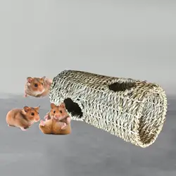 Hamster Grass Tunnel Durable Lightweight Tube Burrow House Straw Tunnel for Hamster Hedgehog Mice Ferrets Small Sized Animals