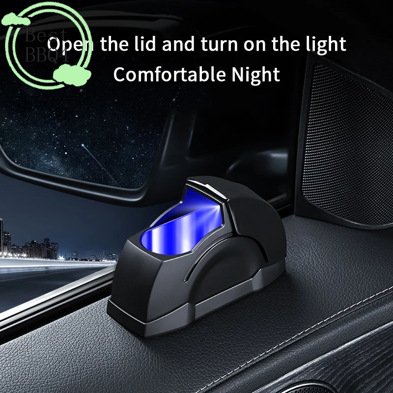 (BBQ4)Car Ashtray Door Mounted Smokeless Ash Tray With Lid Auto Truck Trash Bin Garbage Can Stainless Steel Liner Accessory